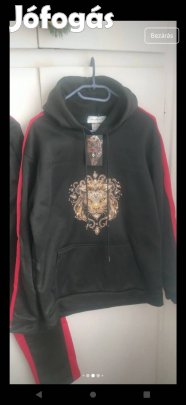 fekete oroszlán fej mintás termo zsebes melegítő szett