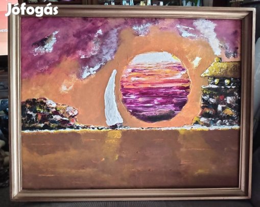 festmény eladó tájkép keretben 
