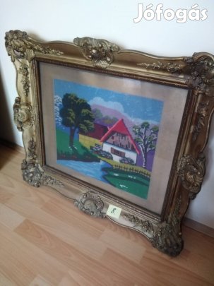 gyönyörű antik kép olcsón 72x65cm 