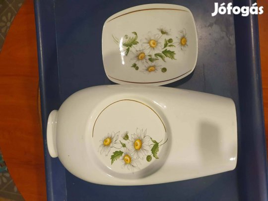 hollóhazi margarétás váza és hamutartó