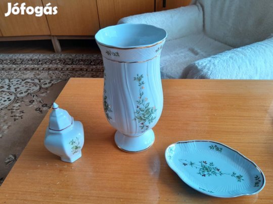 hollóházi porcelán váza készlet 