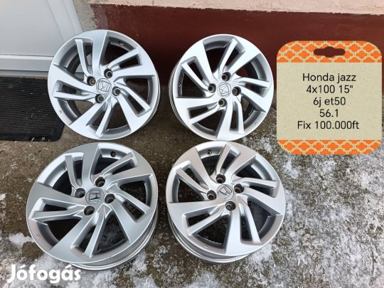 honda jazz 4x100 15 col alufelni szett 