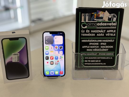 iphone 14 256GB Független Használt/1 hónap gar./Akku 81%/p4729 