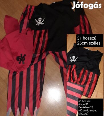 kalóz jelmez méretekkel