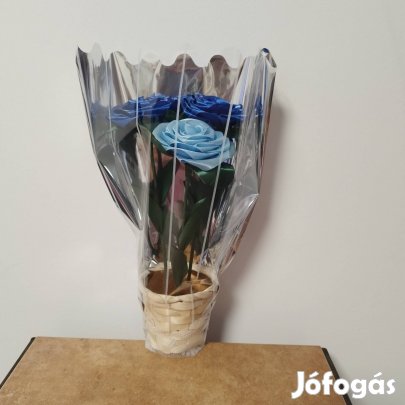 kék rózsa kosárban 