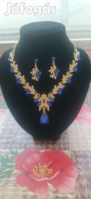 kék strassz és kristály köves esküvői ékszer szett