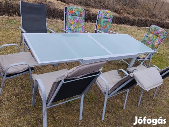 kerti bútor garnitúra asztal szék kertibútor femvazas étkező ebédlő 