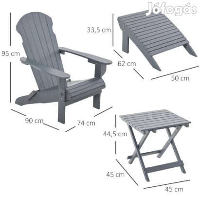 kerti szék lábtámasszal, kisasztallal