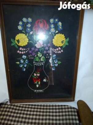 kézi hímzésű kép rámába foglalva 
