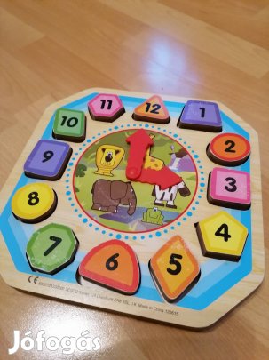 kirakós fa babajátékok (óra, állatok) 