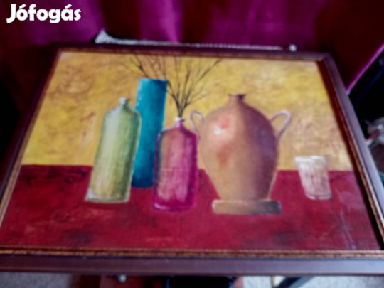 kortárs festmény Csendélet farost tempera 