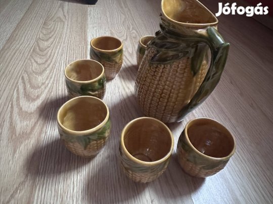 kukorica pohárkészlet (6 db)  + kancsó