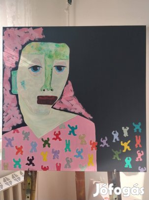 marton festmény (Keith Haring figuráival)