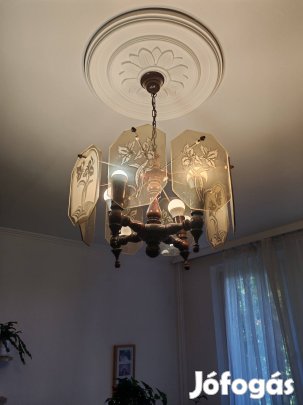 mennyezeti lámpa / fa és üveg csillár 