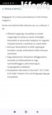 mercedes E-class w211 s211 légrugó