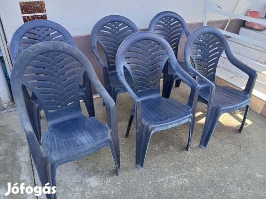 műanyag kerti szék 6 db kék színű kiülő bútor