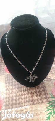 nemesacél A betűs pillangó medálos nyaklánc