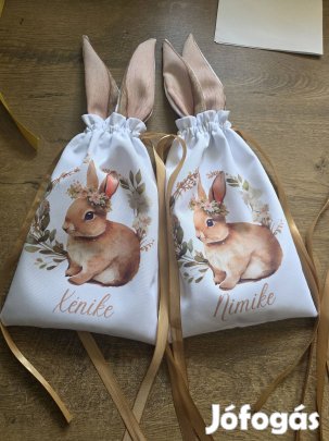 nyuszizsák névvel, választható mintával