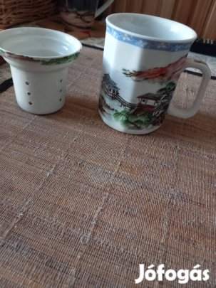 porcelán teásbögre szűrővel