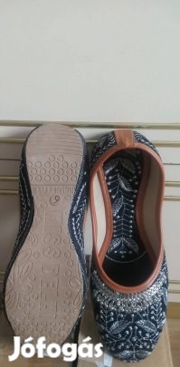 punjabi jutti fekete virág mintás hímzett női indiai balerina cipő