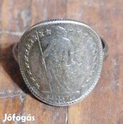 régi Svájci érme ezüst gyűrű 