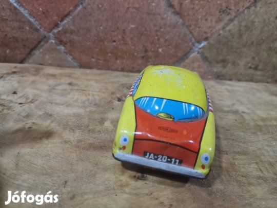 régi lemez autó retro lendkerekes autó lemezárúgyári játék taxi  