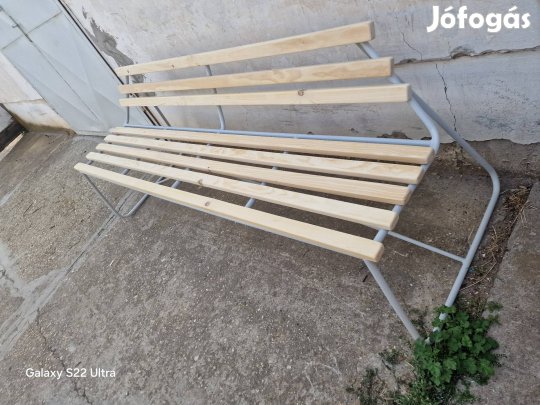 retro csővázas kerti pad régi szánkotalpas strand pad Balatoni pad 