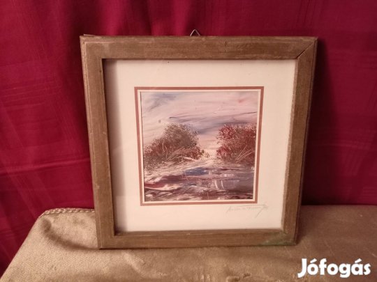 retro festmény tájkép keretben hagyatékból 