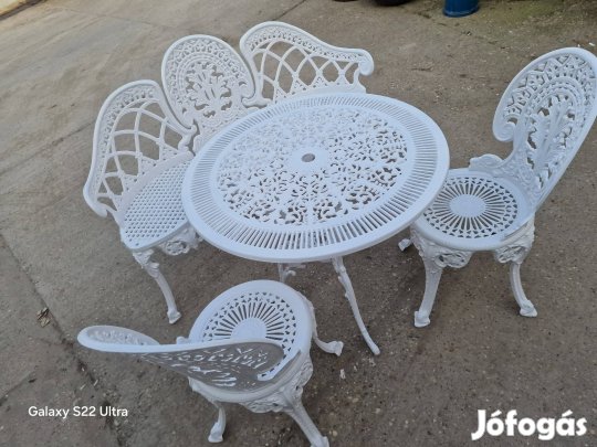 retro kerti garnitúra régi öntvény alu garnitúra antik kerti szett 