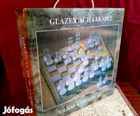 retro szocreál üvegsakk vadiúj 25x25 cm