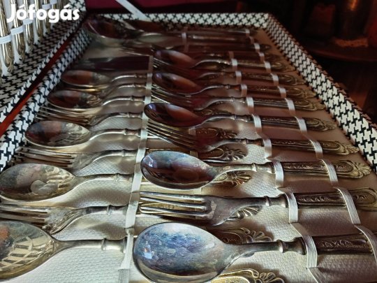 retro vintage ezüstözött evőeszköz készlet 