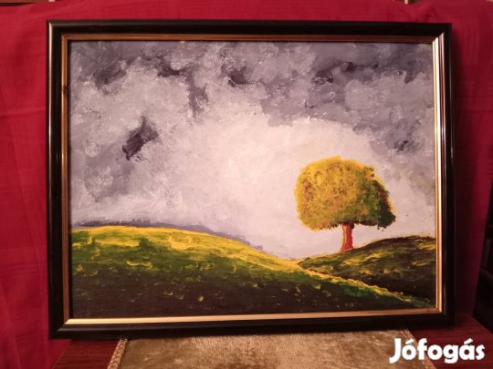 retro vintage festmény tájkép keretben 