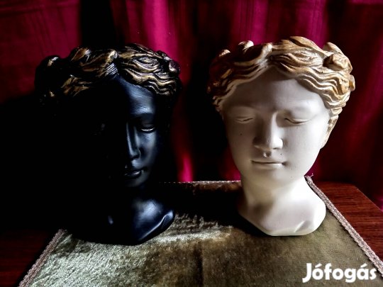 római fej gipszből fekete és fehér