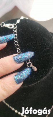 royal blue szív mintás kristály köves vékony nyaklánc 