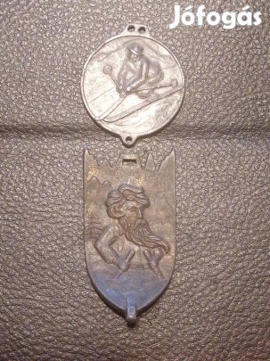 síelős régi plaket érem
