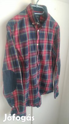 sötétkék piros kockás férfi ing S 