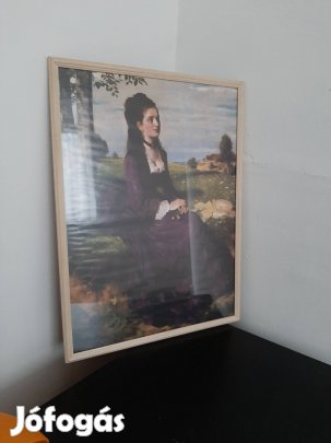 szép keretben papir kép (Lila ruhás nő)