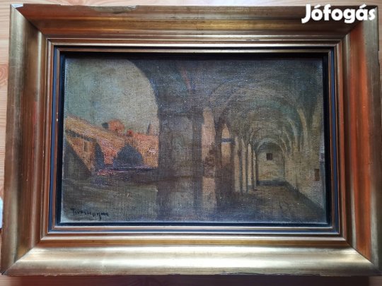 szignált olajfestmény 