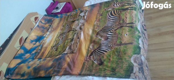 színes zebra mintás csíkos paplan és párna huzat szett