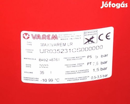 tágulási tartály 35l kiegyenlítőtartály varem