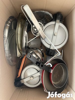 tálca, serpenyő, krumplinyomó, egyéb