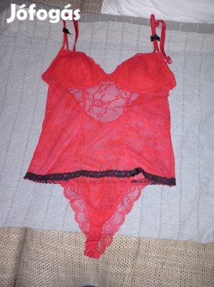 tűzpiros full csipkés body Xs S M