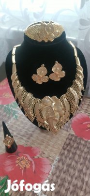 új 14k aranyozott virág mintás köves esküvői ékszer szett 