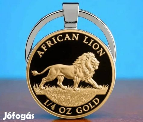 új Afrikai fekete arany oroszlán fej mintás medálos kulcstartó 