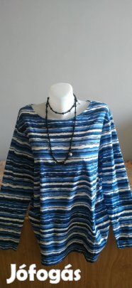 új Bexley's kék fekete csíkos hosszú ujjú felső 