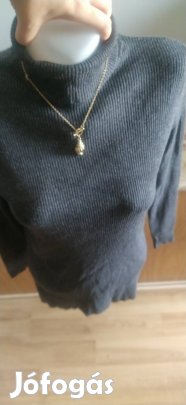 új M&S szürke kötött garbós nyakú hosszú ujjú pulcsi