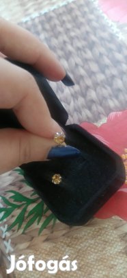 új arany sárga színű cirkonia köves rozsdamentes acél fülbevaló 