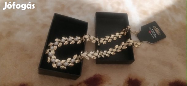 új arany színű gyöngyös dombornyomott mintás choker nyaklánc 