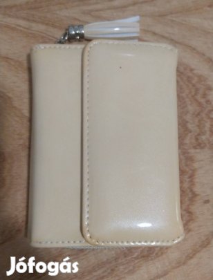 új bézs arany színű csillogó sok zsebes cibzáros pénztárca 