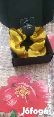 új citromsárga közepes szatén alkalmi scrunchie 